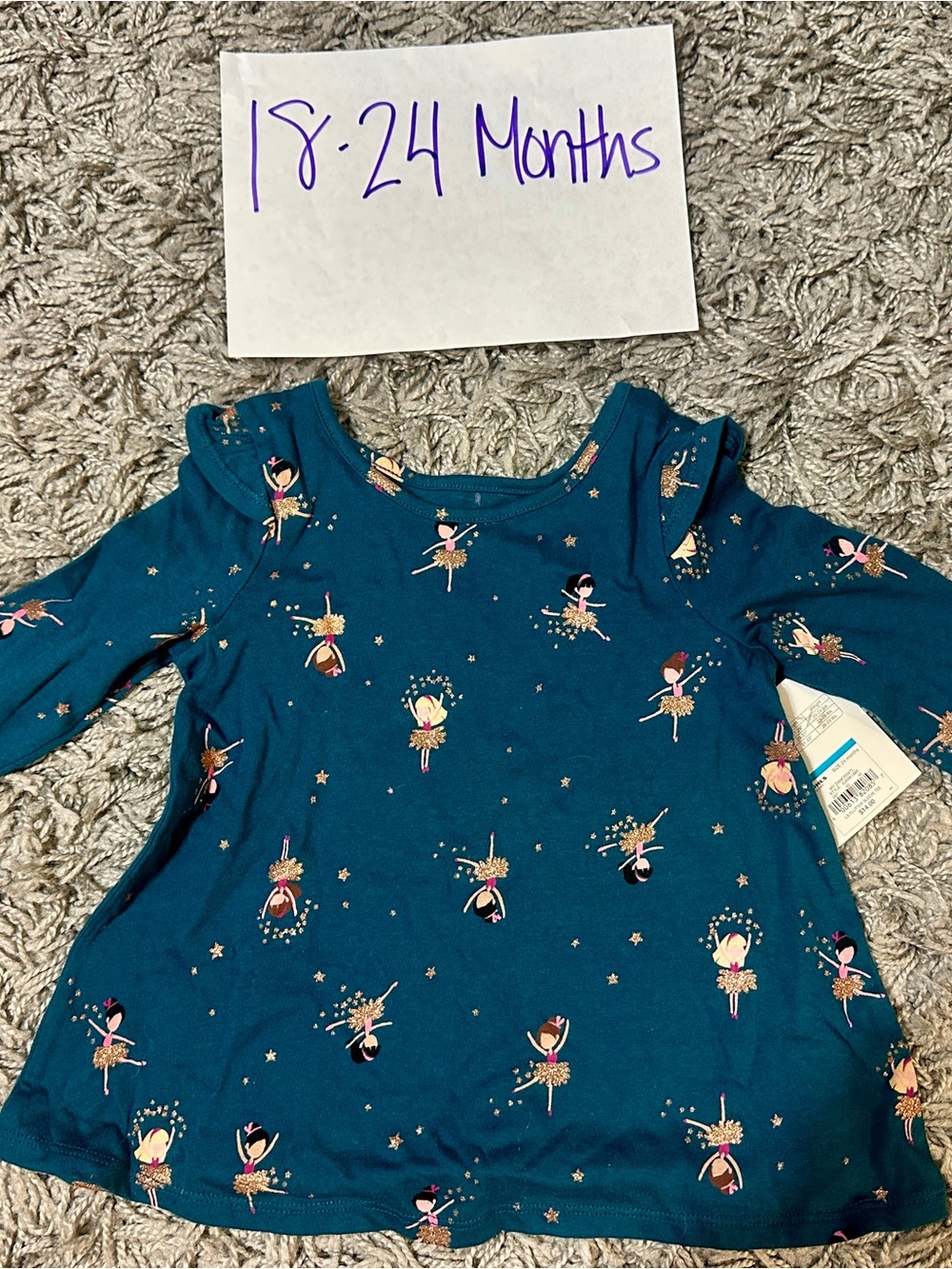 Unbranded Teal Ballerina Print Kids Costume Top - 18-24 Months